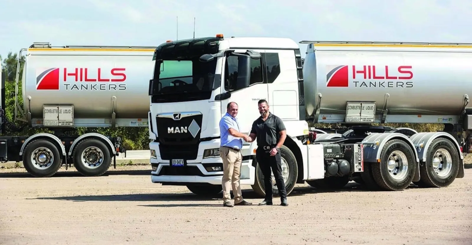 Hills Tankers MAN prime mover with tanker trailers